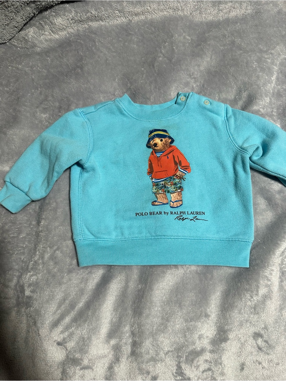Ralph Lauren Turquoise Polo Bear Sweatshirt with Red Hoodie Graphic